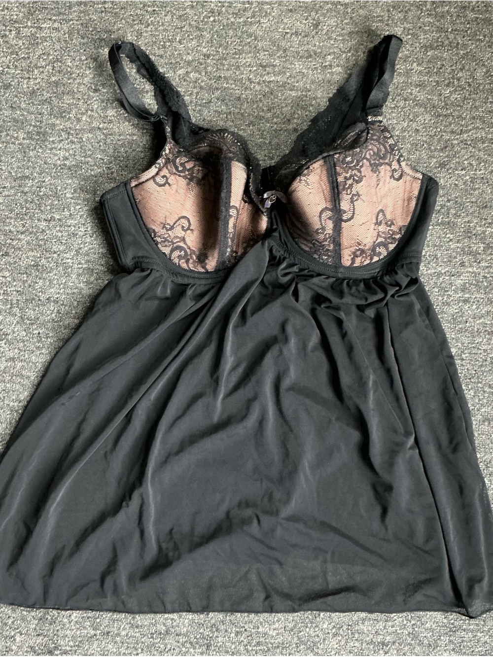 Adore Me Black Lace-Trim Babydoll Chemise